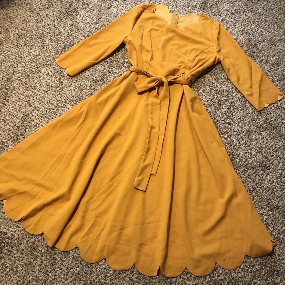 Mustard yellow dress Easter dainty jewells style